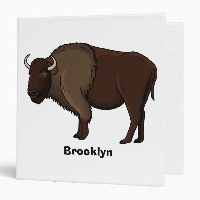 Happy American bison buffalo illustration Binder (Front/Inside)