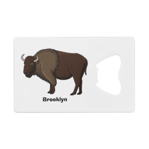 Happy American bison buffalo illustration  Credit Card Bottle Opener