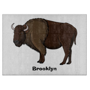 Happy American bison buffalo illustration Cutting Board