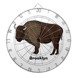 Happy American bison buffalo illustration Dartboard