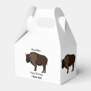 Happy American bison buffalo illustration Favor Box