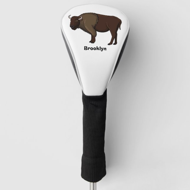 Happy American bison buffalo illustration Golf Head Cover (Front)