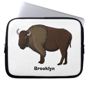 Happy American bison buffalo illustration  Laptop Sleeve
