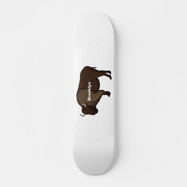 Happy American bison buffalo illustration Skateboard (Front)