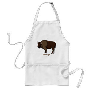 Happy American bison buffalo illustration Standard Apron