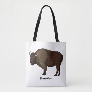 Happy American bison buffalo illustration Tote Bag
