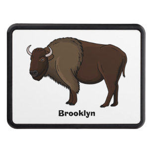 Happy American bison buffalo illustration Trailer Hitch Cover