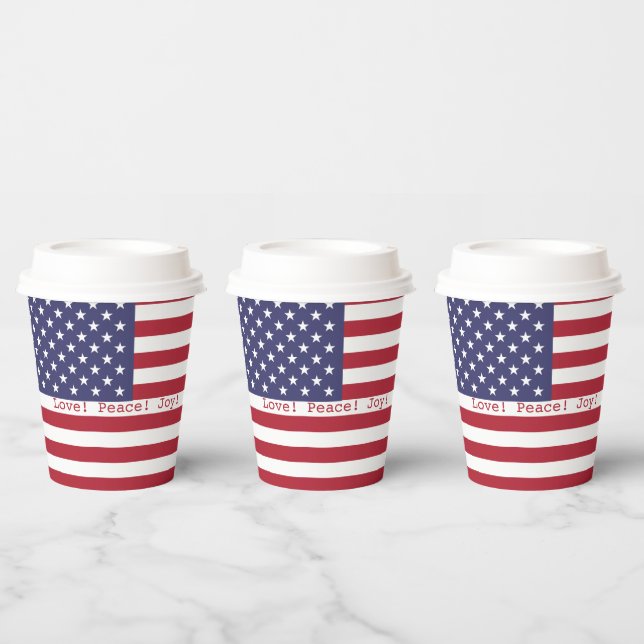 Happy! American USA Flag 4th of July Personalize Paper Cups (Multi)