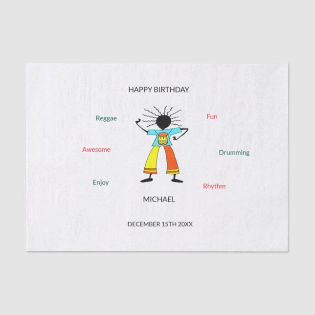 Happy and Awesome Reggae Dancer Tissue Paper (Front)