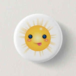 Happy and Cartoon Sun Face 1 Inch Round Button