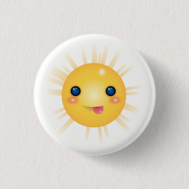 Happy and Cartoon Sun Face 1 Inch Round Button (Front)