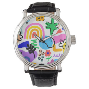 Happy and colorful abstract designs watch