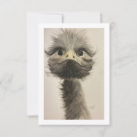 Happy and Confident Emu Note Card/Thank you Card