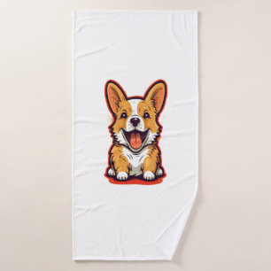 Happy and Cute Corgi - Adorable Design for Dog Lov Bath Towel
