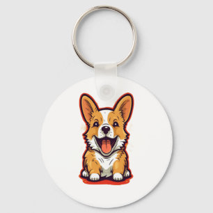Happy and Cute Corgi - Adorable Design for Dog Lov Keychain