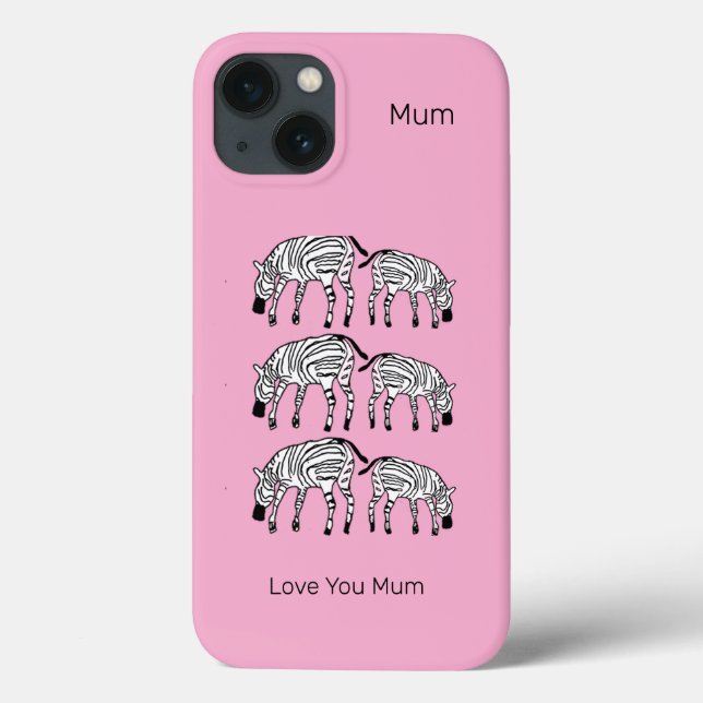 Happy and Cute Kenya Zebras Mom's Case-Mate iPhone Case (Back)