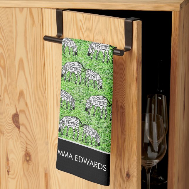 Happy and Cute Kenyan Zebras Kitchen Towel (Thirds Fold)