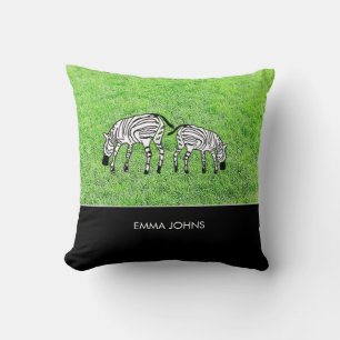 Happy and Cute Kenyan Zebras Throw Pillow