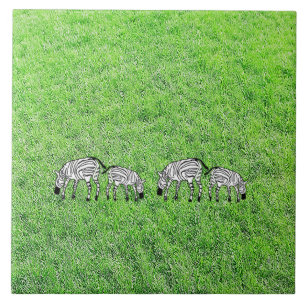 Happy and Cute Kenyan Zebras Tile