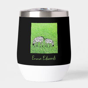 Happy and Cute Kenyan Zebras Wine Tumbler