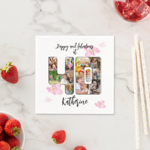 Happy and Fabulous 40th Birthday Multi Photo Napkin