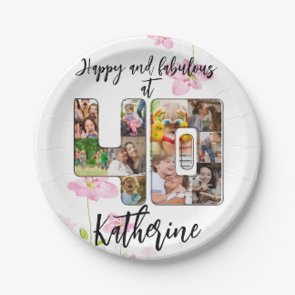 Happy and Fabulous 40th Birthday Multi Photo Paper Plate