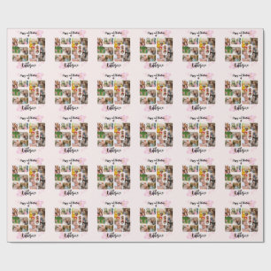 Happy and Fabulous 50th Birthday Multi Photo Wrapping Paper
