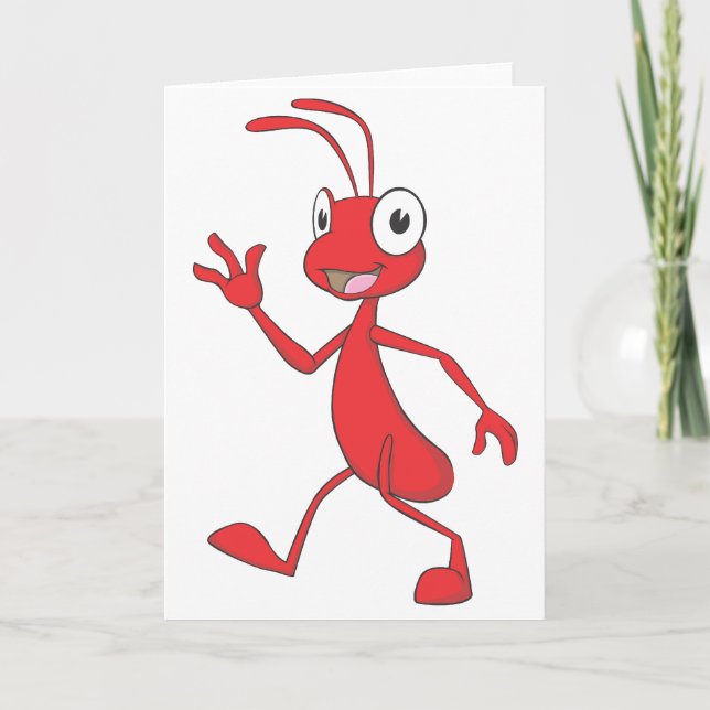 Happy and Friendly Ant Walking Card (Front)