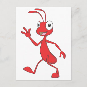 Happy and Friendly Ant Walking Postcard