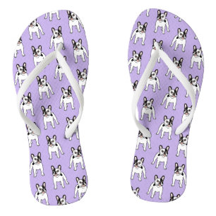 Happy and Fun Single Hooded Pied Frenchie Flip Flops