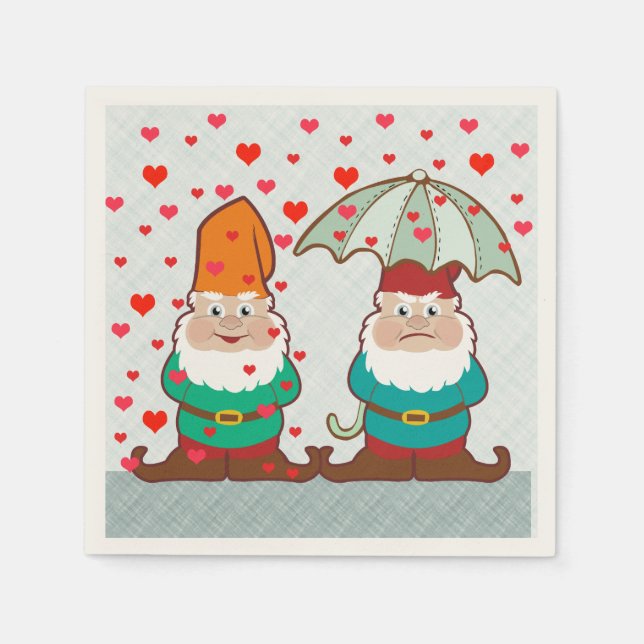 Happy and Grumpy Gnomes Napkin (Front)