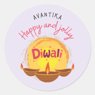 Happy and jolly Diwali customisable  Classic Round Sticker
