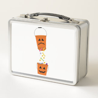 Happy and Sad Halloween Buckets Metal Lunch Box