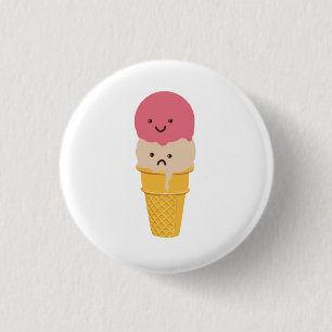 Happy and Sad Ice Cream Cone 1 Inch Round Button