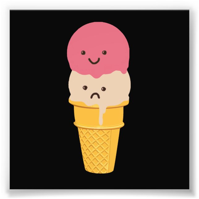 Happy and Sad Ice Cream Cone Photo Print (Front)