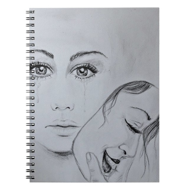 Happy and Sad Masks Notebook Painting (Front)