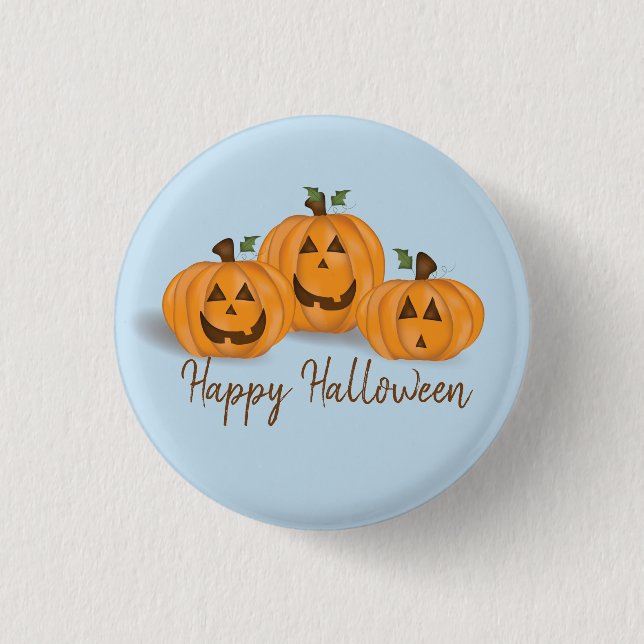 Happy and Smiling Jack O Lanterns  1 Inch Round Button (Front)