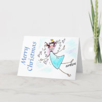 Happy Angel Smiling Blue Gowned with Hearts