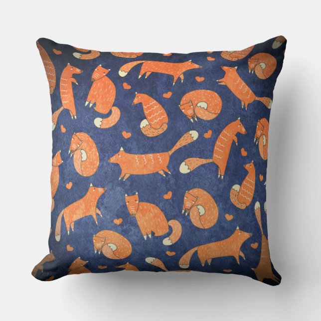Happy animal fox pattern throw pillow (Front)