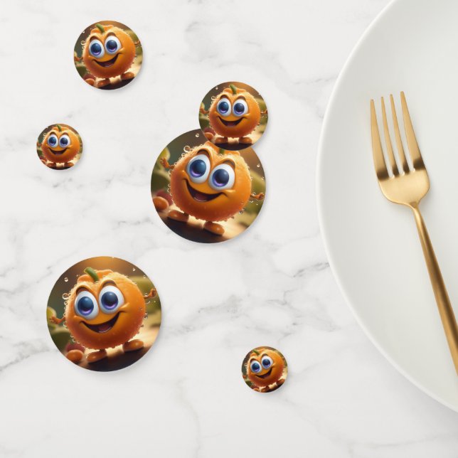 Happy Animated 3d Orange, Confetti (Group)