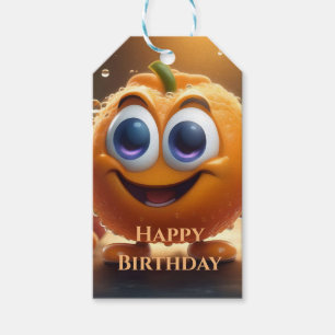 Happy Animated 3d Orange, Gift Tags