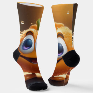 Happy Animated 3d Orange, Greengrocer Crew Socks