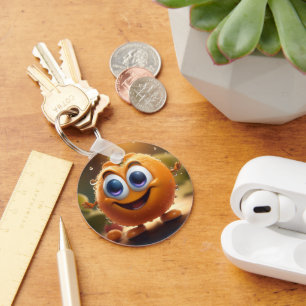 Happy Animated 3d Orange, Keychain