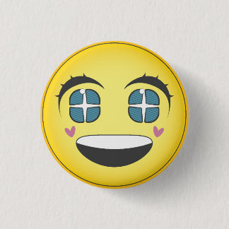 Happy anime face 1 inch round button