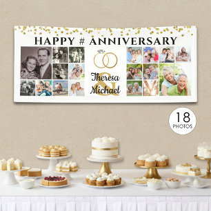 Happy Anniversary 18 Photo Collage Custom Banner