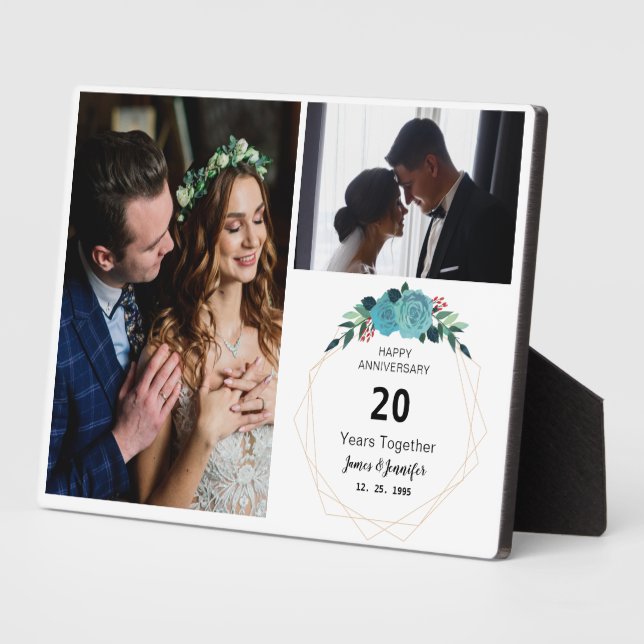 Happy Anniversary 20 Years Together | 2 Photos Plaque (Side)