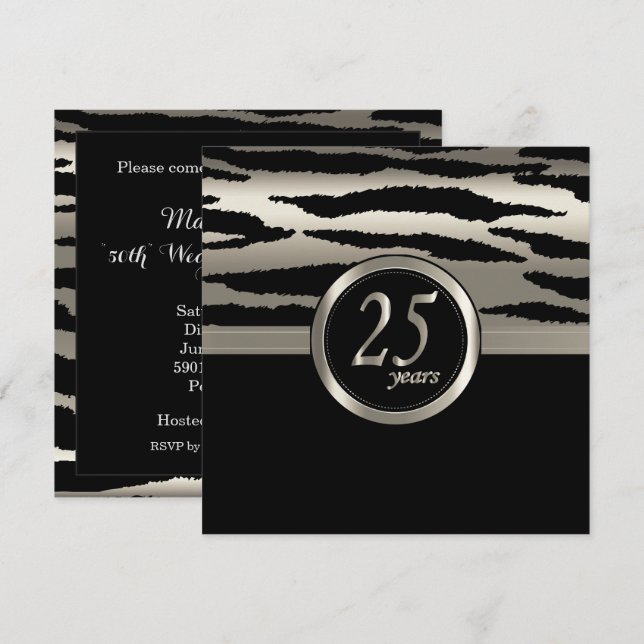 Happy Anniversary 25 Years Invitation (Front/Back)