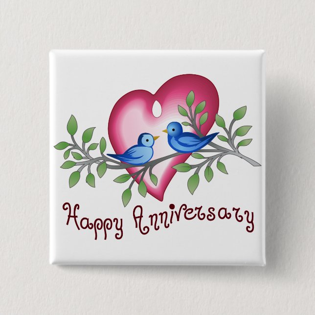 Happy Anniversary 2 Inch Square Button (Front)