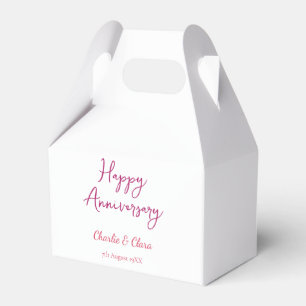 Happy anniversary add name pink bold name date si Favor Box