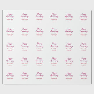  Happy anniversary add name pink bold name date si Wrapping Paper